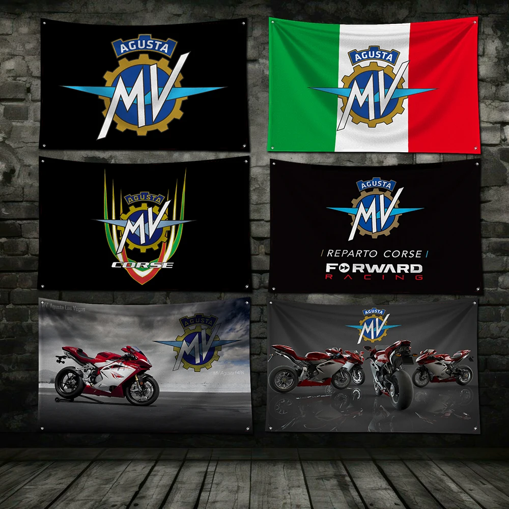 3x5 Ft MV-AgustaS Motorcycle Flag Polyester Digital Printing Banner for Garage Wall Art Out Door Decoration With Brass Grommets