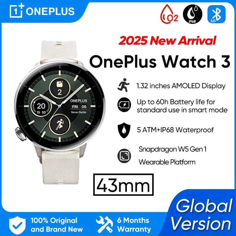 2025 Новые часы OnePlus 3 43 мм Global Version SmartWatch 1,32-дюймовый AMOLED-дисплей Срок службы батареи до 60 часов Носите ОС Google GPS NFC 2025 Новые часы OnePlus 3 43 мм Global Version SmartWatch 1,32-дюймовый AMOLED-дисплей Срок службы батареи до 60 часов Носите ОС Google GPS NFC