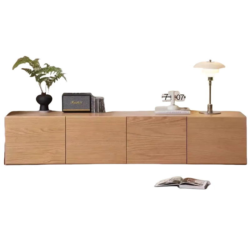 Factory direct sales all solid wood TV cabinet oak floor locker small apartment living room floor cabinet log TV cabinet