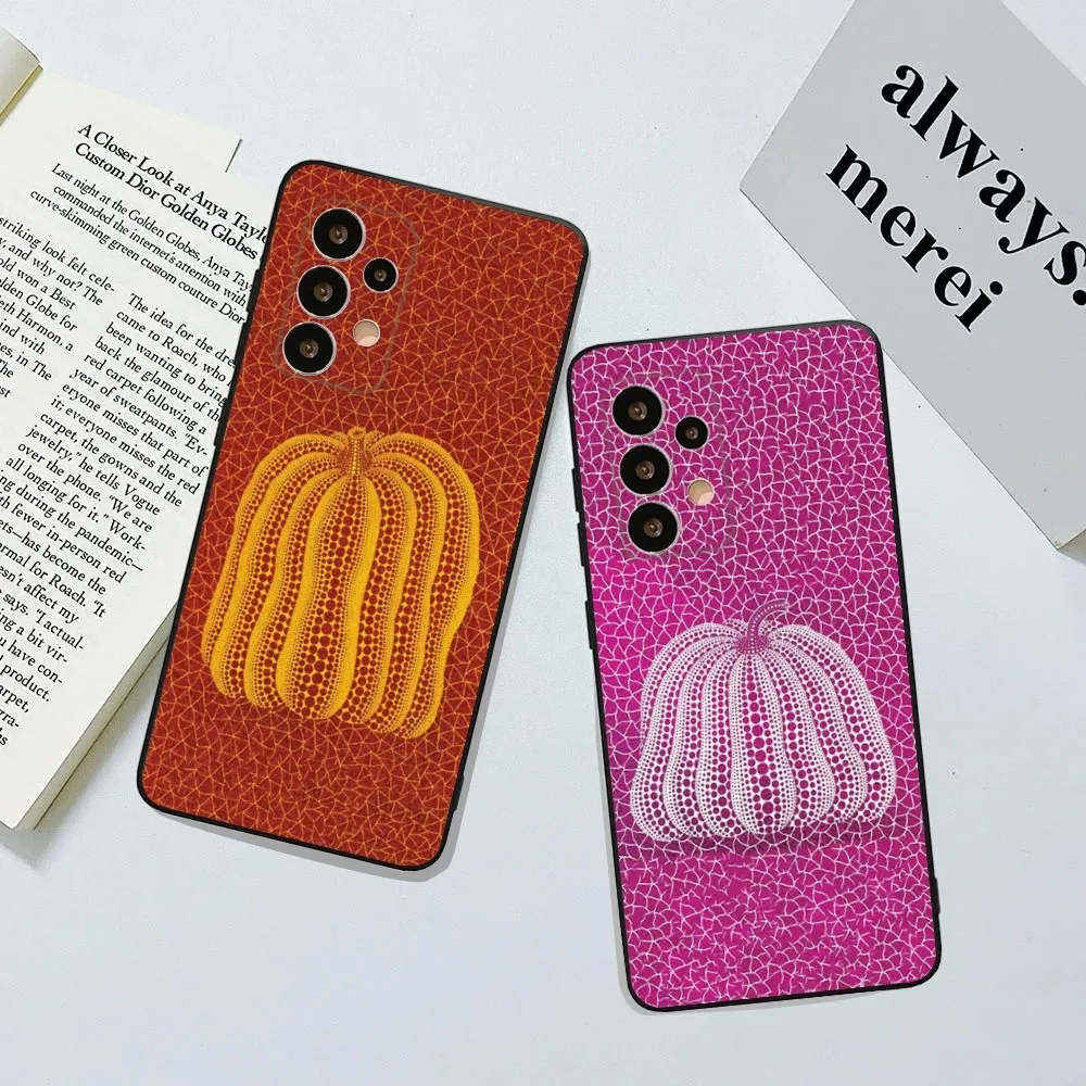 Yayoi Kusama Pumpkin Phone Case For Samsung Galaxy A13,A21s,A22,A31,A32,A52,A53,A71,A80,A91 Soft Black Cover