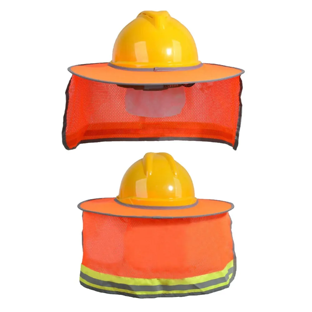 Durable Breathable Hard Hat Reflective Orange Sun Visor Summer Large Brim Sun Shield Work