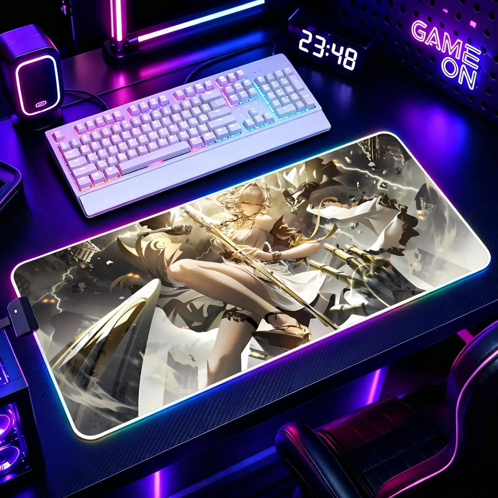 Mouse Pad RGB Color Changing Gaming Mouse Pad, Stitched Edges, Star Rail Aglaea  XXL Large Keyboard Desk Mat