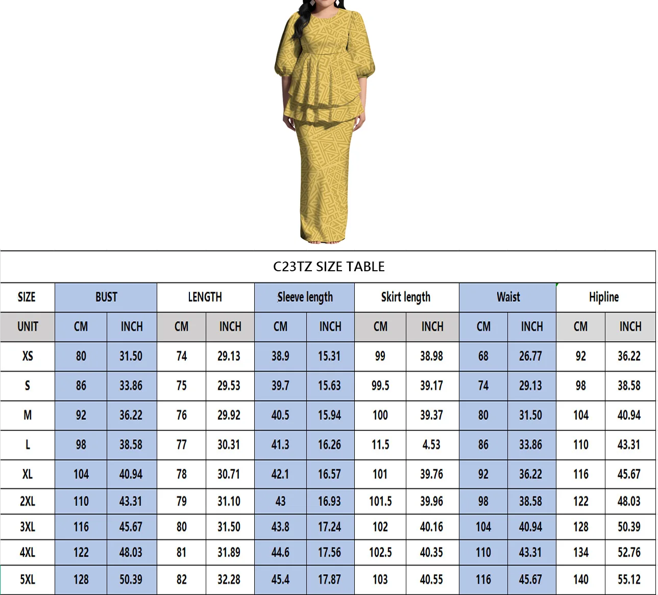 Das neu gestaltete samoanische Polynesian Island Creative Damen-Puletasi-Kleiderset enthält ein Oberteil und ein langes Kleid für große Schüsse