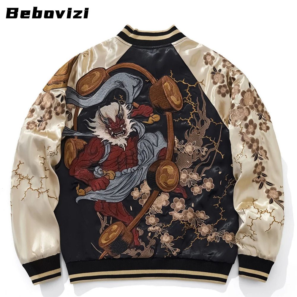

Куртка на молнии с вышивкой японского аниме «Демон», осенняя уличная одежда в стиле хип-хоп, мужское бейсбольное пальто в стиле Харадзюку, одежда