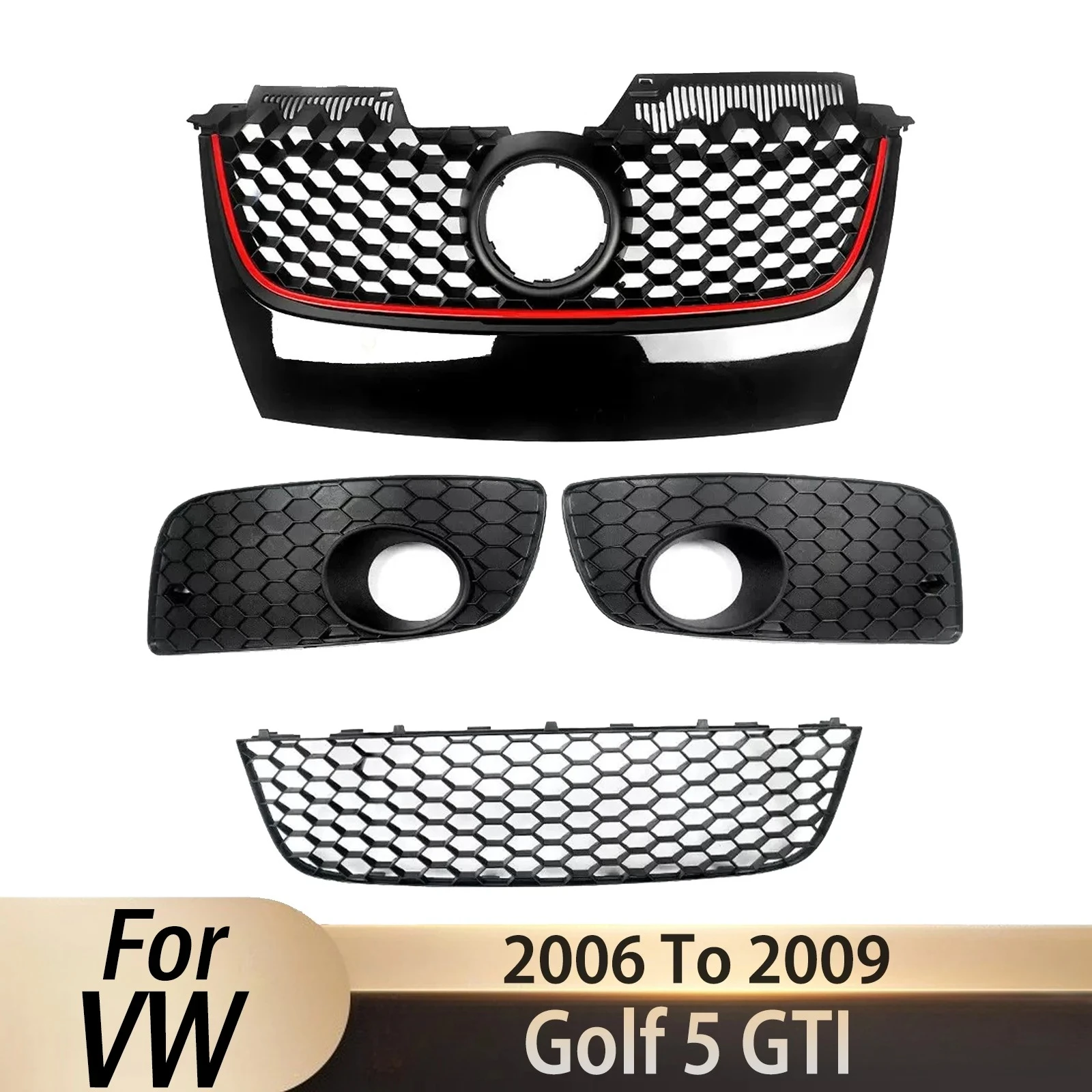 

For Volkswagen Golf 5 GTI 2006 2007 2008 2009 Bumper Grille ABS Rust-proof Anti-shake Front Grilles Mesh Network Car Accessories