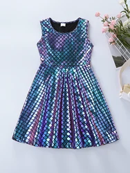 Girl Summer Sleeveless Mermaid Fish Scale Party Princess A-line Dress SH1726
