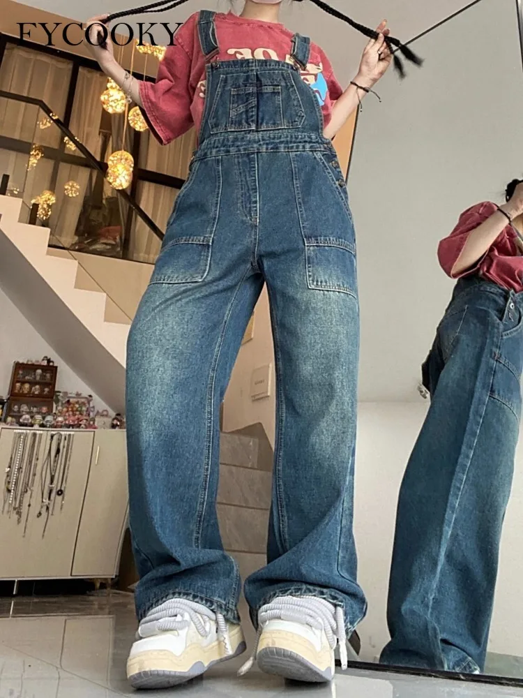 

Design Jumpsuits Woman High Waisted Denim Overalls for Women in Spring and Autumn Loose Casual Wide Leg Pants