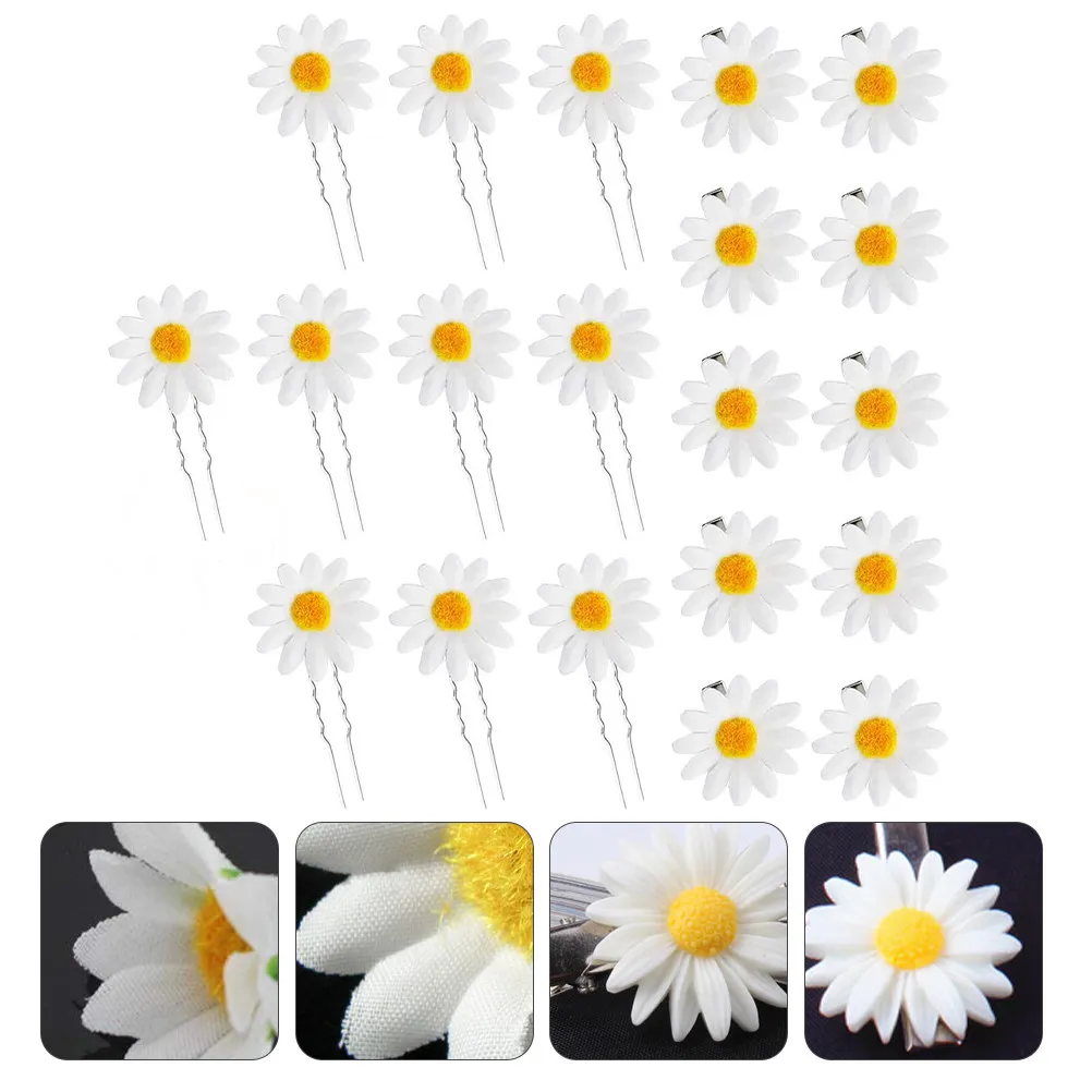 

20Pcs Daisy Hair Clips Elegant Fashion Flower Pins Perfect for Wedding Party Prom Birthday Photo Shoot Hair Accessories