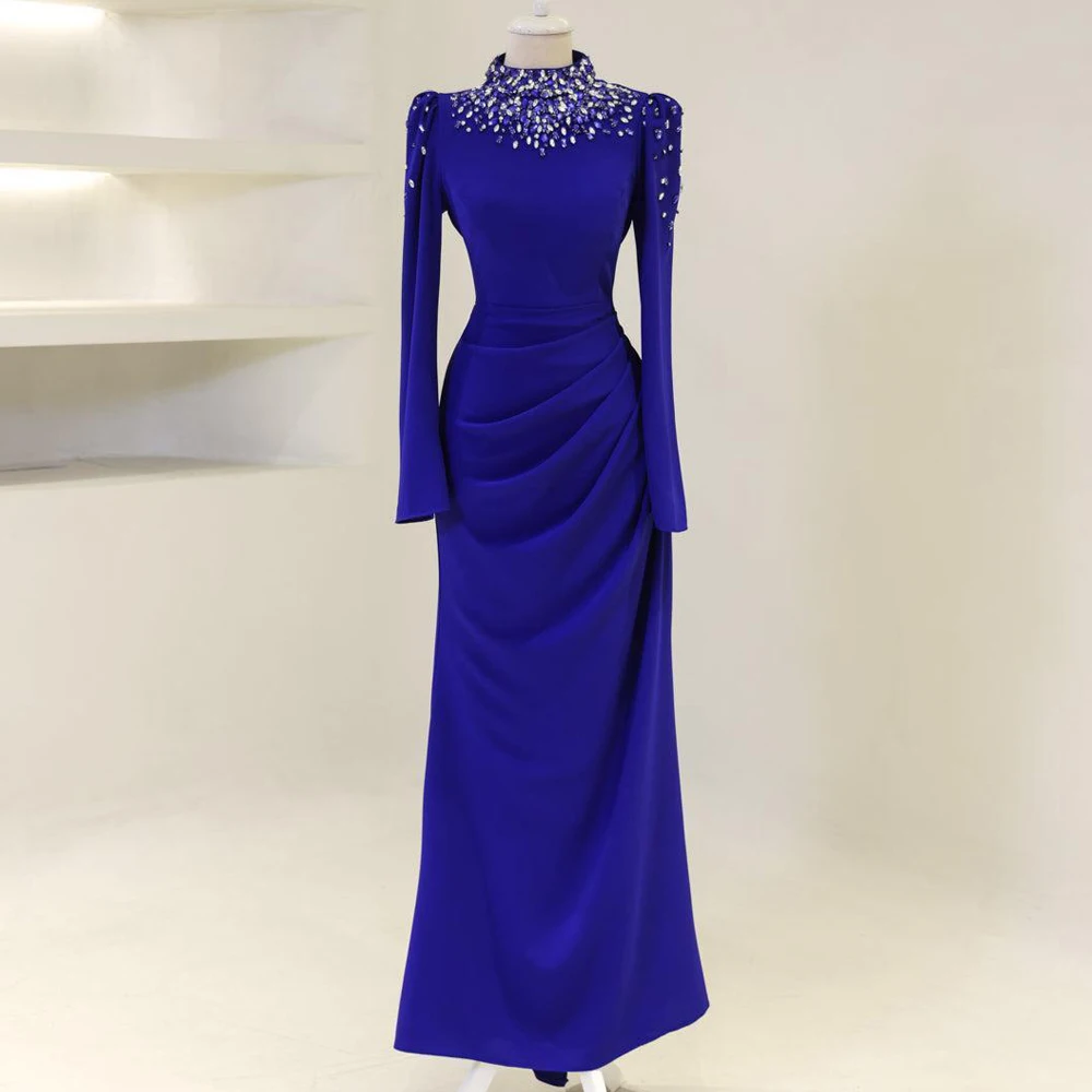 

Ciynsia Вечерние платья по индивидуальному заказу, роскошные 2025, расшитые бисером, с высоким воротом и длинными рукавами, вечерние платья, Русалка, длиной до пола, Abendkleider