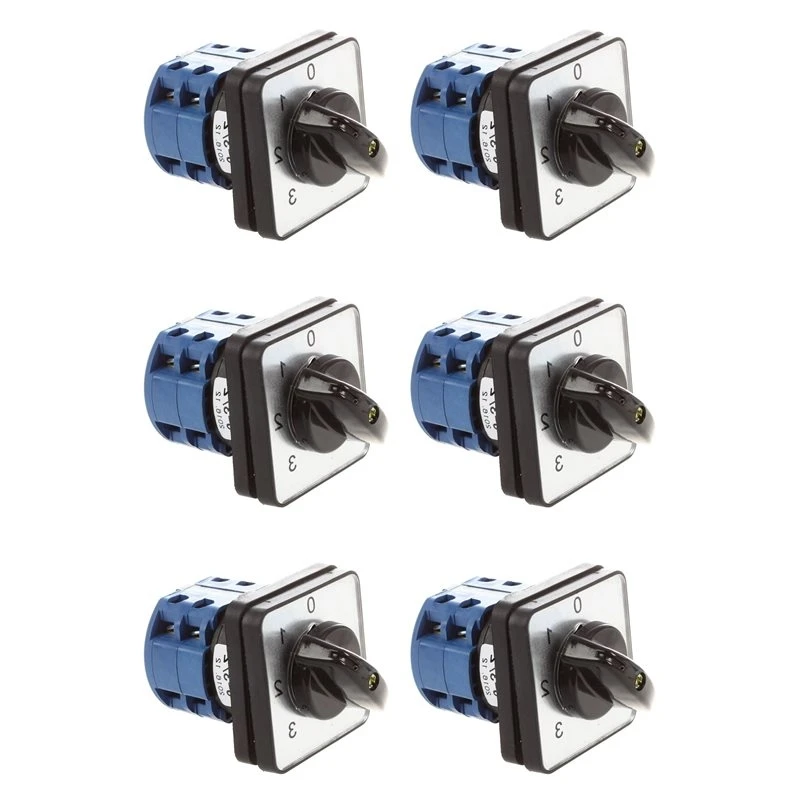 AFOURT-6X 660V 20A 6 Terminals 4 Positions Rotary Cam Changeover Switch