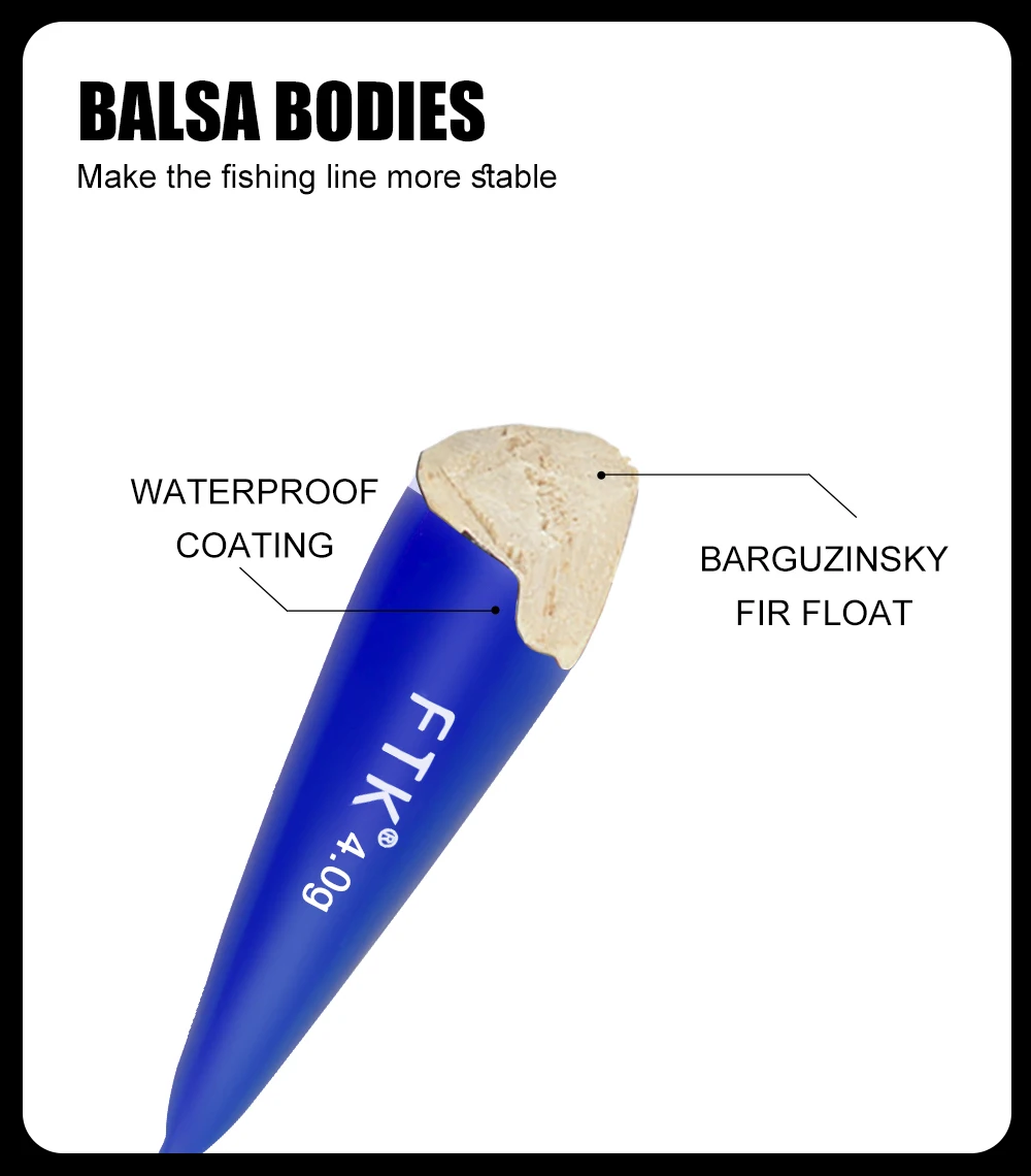 NGB Neuer Barguzinsky-Fichten-Schwimmer 5er-Set Angelposen 2-5g Langschwanz-Vertikalboje Angelzubehör für Karpfenangeln – Detail 3