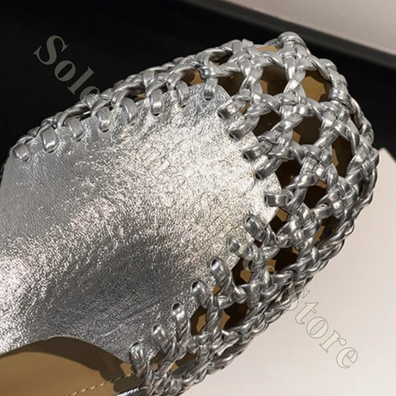 Handwoven Closed Toe Sandals Metallic Shine Slingback Adjustable Fit Non Slip Comfortable For Warm Weather And Special Occasions