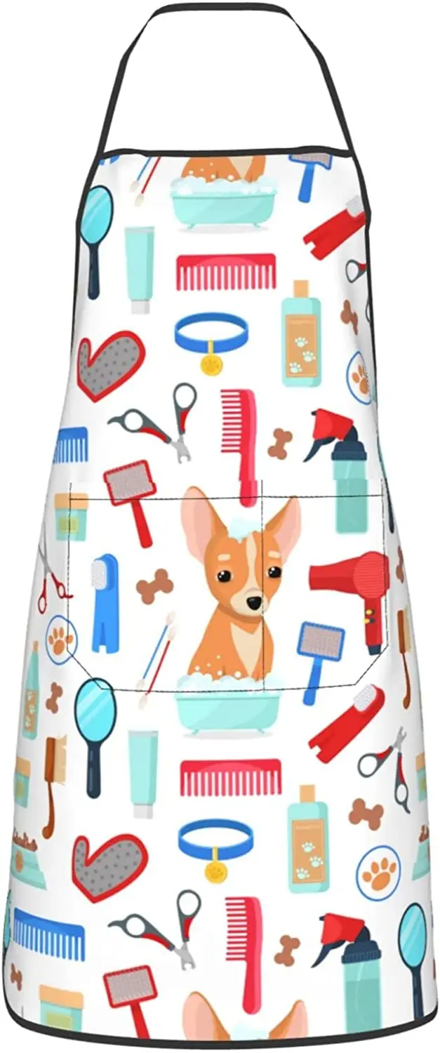 Pet Grooming For Dogs And Cats Aprons Kitchen Chef Waterproof Adjustable Funny Apron For Bbq With Pockets For Men Women