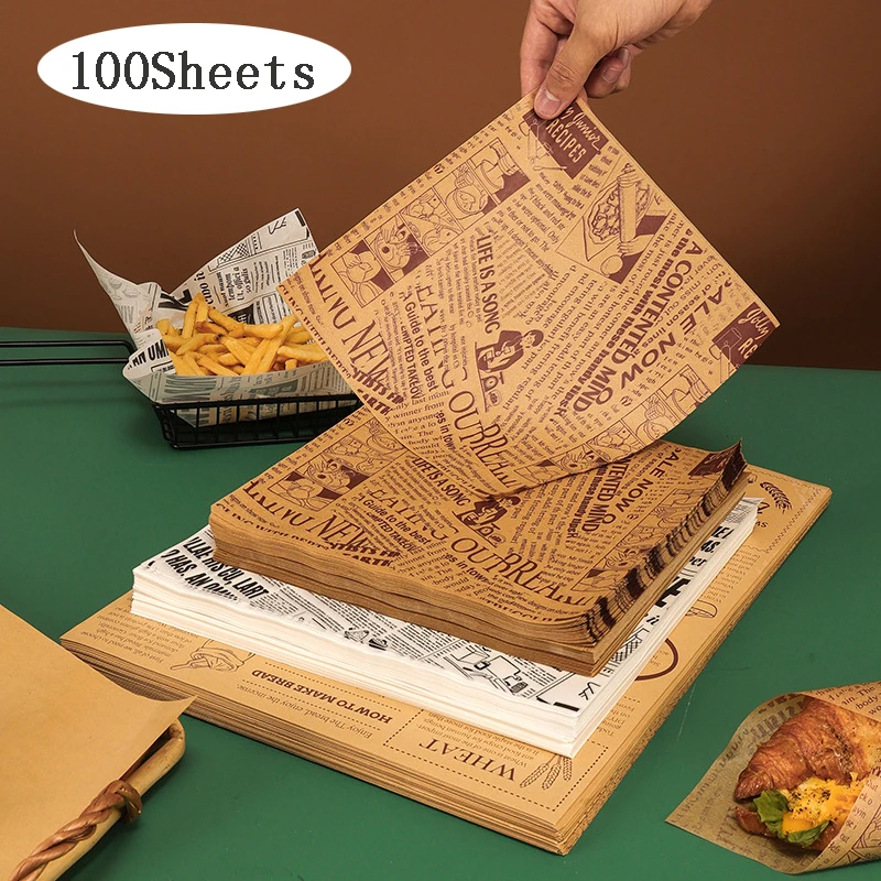 50/100 Stuks Olie Proof Wax Papier Voor Voedsel Bakken Barbecue Hamburger Frietjes Brood Bakplaat Mat Bakbenodigdheden