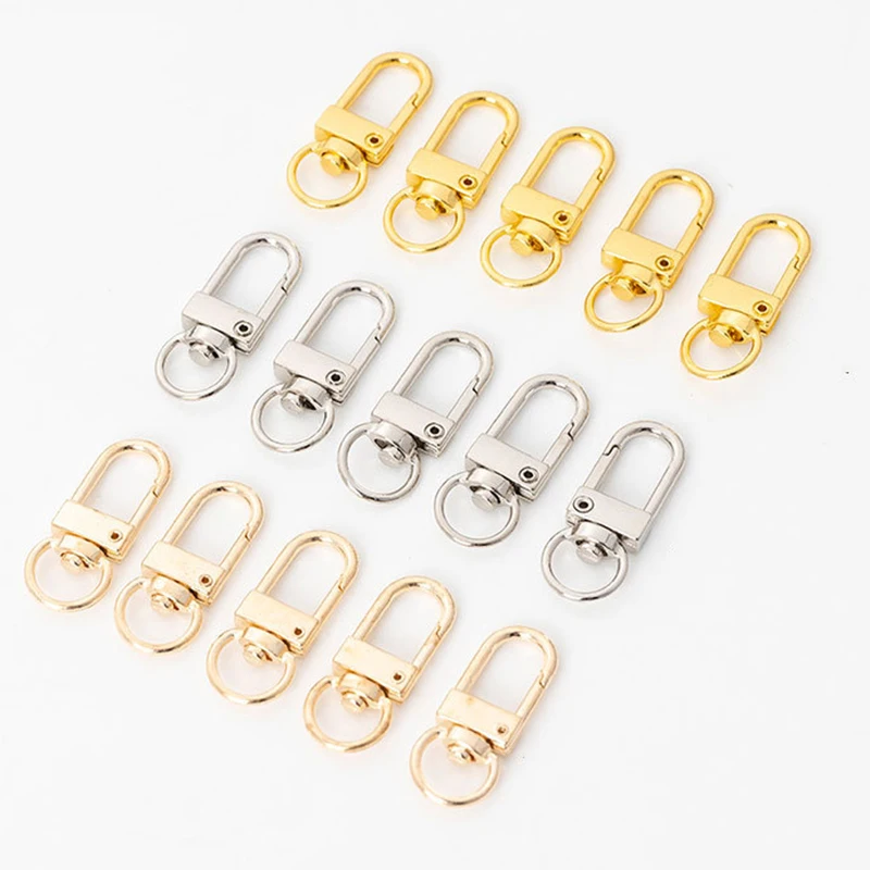 10Pcs 12x33mm Alloy Snap Lobster Clasp Hooks Gold Silver Plated for DIY Jewelry Making Keychain Key Ring Chain Findings Supplies