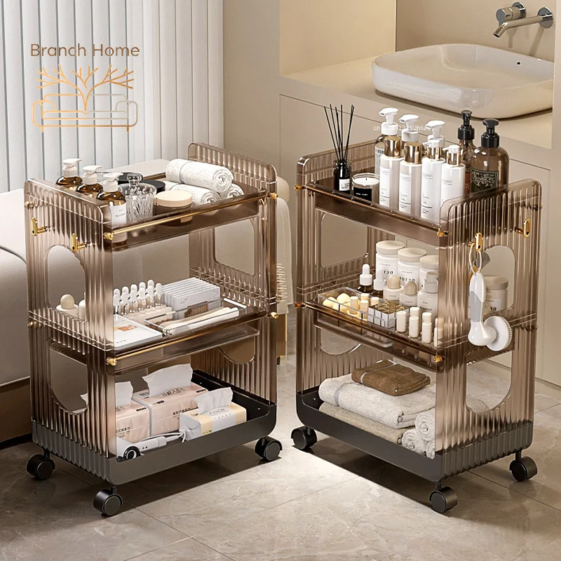 Premium Acrylic Makeup Organizer Display Shelf Beauty Salon Trolley Multi-Purpose Storage Rack Instrument Utility Cart