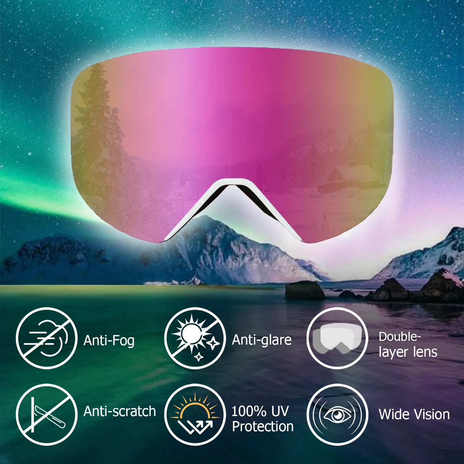 

Лыжные очки мужские сноубордические новые очки женские зимние уличные солнцезащитные очки UV400 двухслойные гальванические линзы