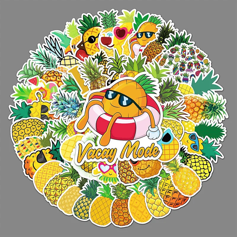 

50Sheets Creative DIY Pineapple Stickers Cartoon Fruit Suitcase Helmet Refrigerator Notebook Stickers Children's Gift Toy