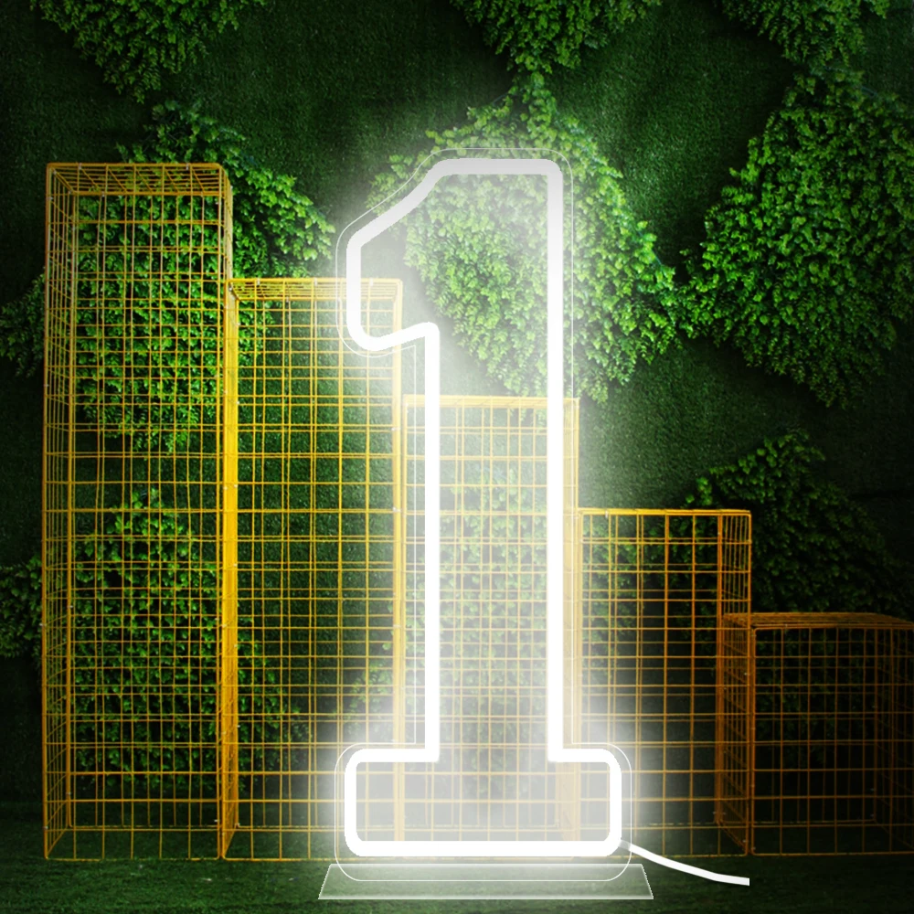 Extra-Large LED Neon Numbers Sign 76cm/100cm Stand up & Wall Mounted for Birthday Wedding Celebration Party Decor