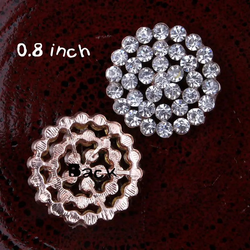 10pcs/lot 20MM 2Color Newborn Cute Shinny Alloy Buttons For Embellishment Round Clear Rhinestone Button For Wedding Hair Flower