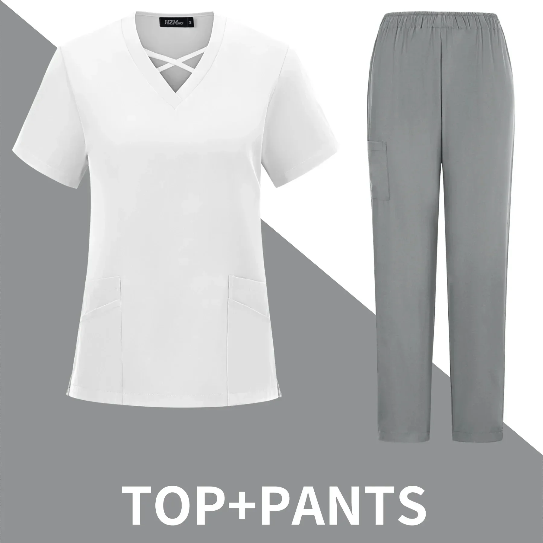 زي نسائي للدعك الطبي بأكمام قصيرة ، دعك ممرضة ، أطقم دعك للتمريض ، ملابس عمل سبا ، بيع بالجملة ، مستشفى