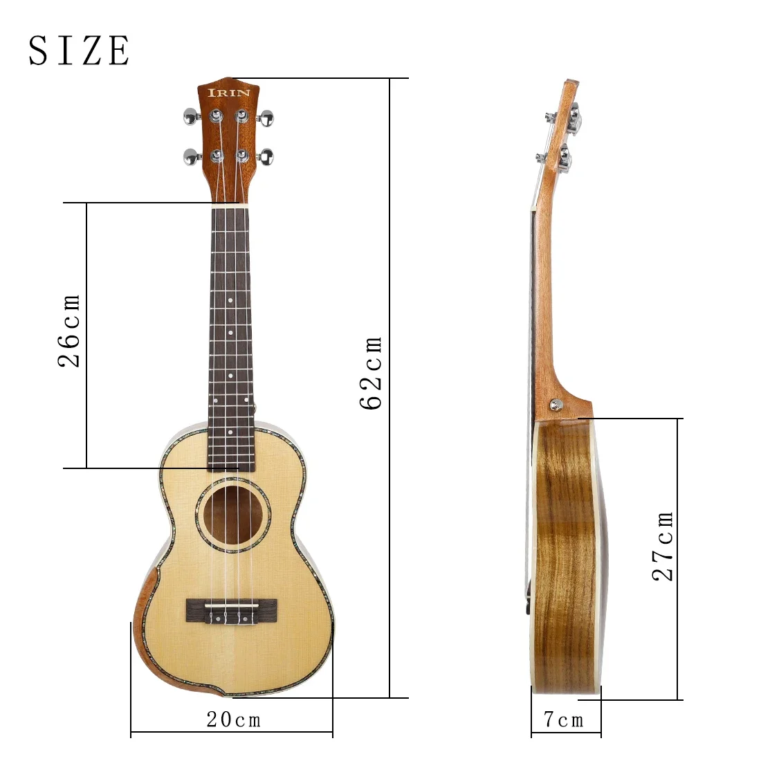 Ukulele da 23 pollici 4 corde per chitarra hawaiana pannello in abete Guitarra Ukulele con corde per borsa accordatore capotasto parti e accessori per chitarra