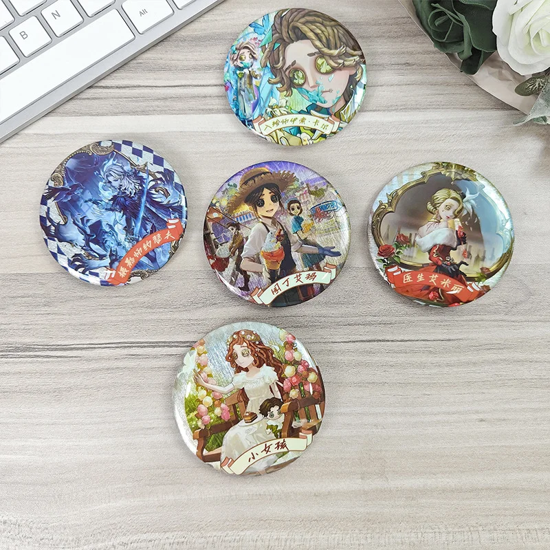 10PCS Customized Pin Badge Holographic Film Tinplate Brooches Bag Decoration Personalized Button Pins Gifts For Kids