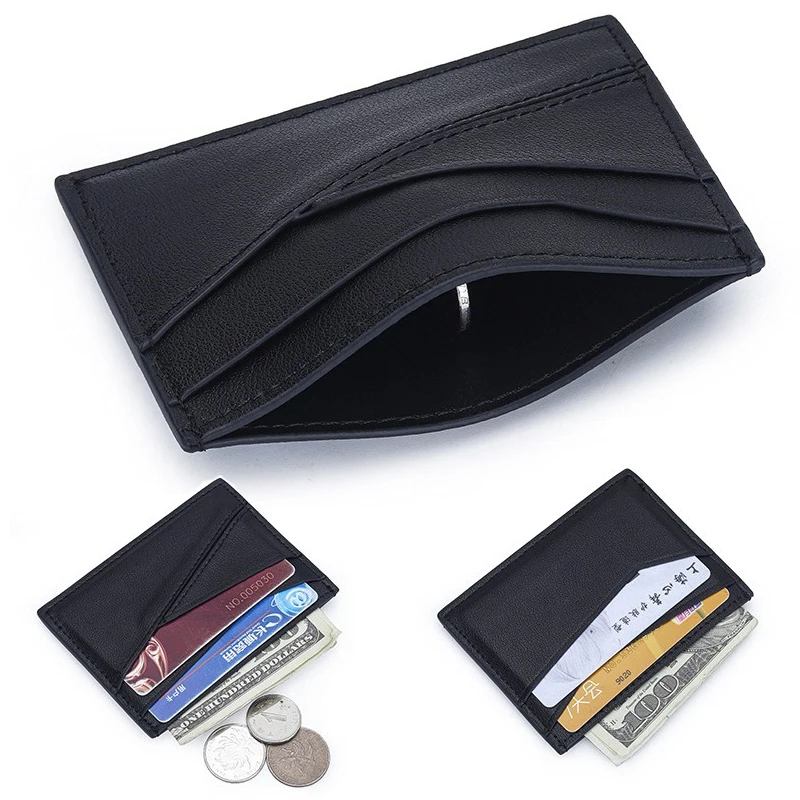 

Держатели для карт для мужчин и женщин с 4 отделениями для карт и отделением для купюр Тонкий кожаный кошелек ID Чехол для кредитных карт