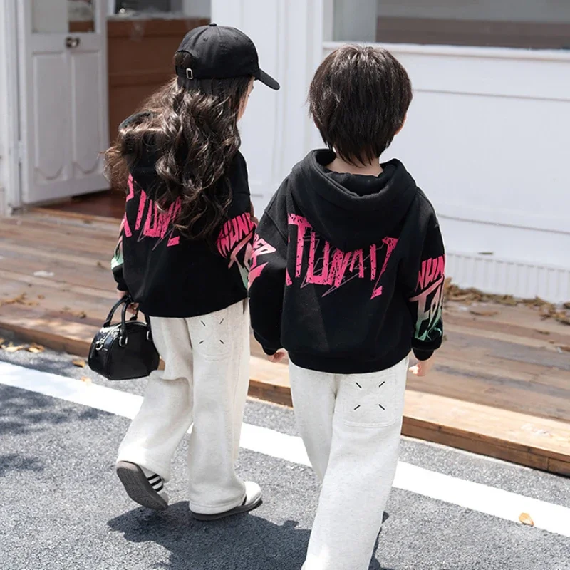 Pareja familiar sudaderas con capucha conjunto a juego moda invierno padre madre e hijo hija mismo cálido grueso sudaderas con capucha pantalones traje