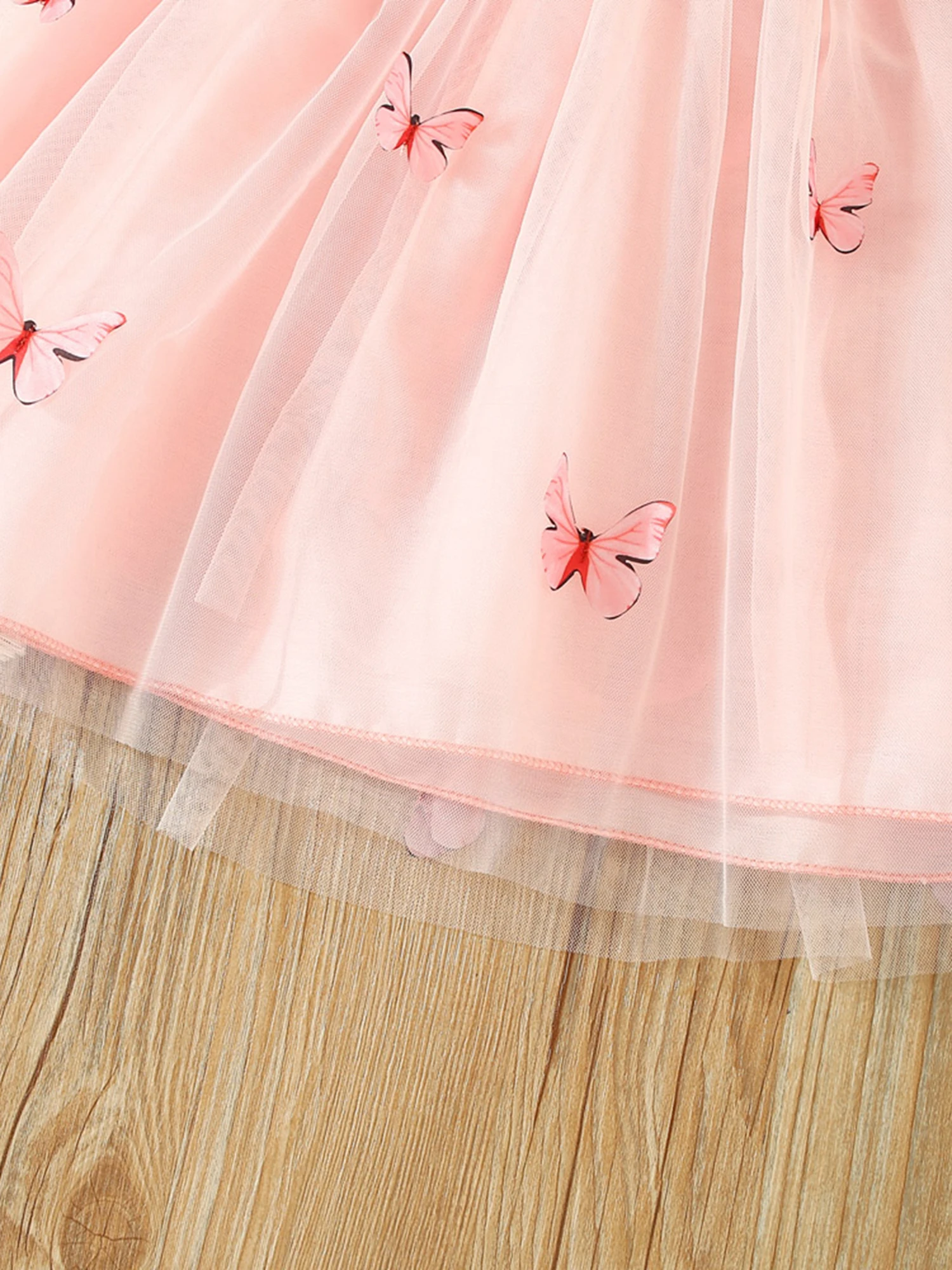 Infant Baby Girl Princess Dresses Summer Sleeveless Buterfly Printing Tulle Dress Casual Loose Dresses 0-24M (Pink 18-24 Months)