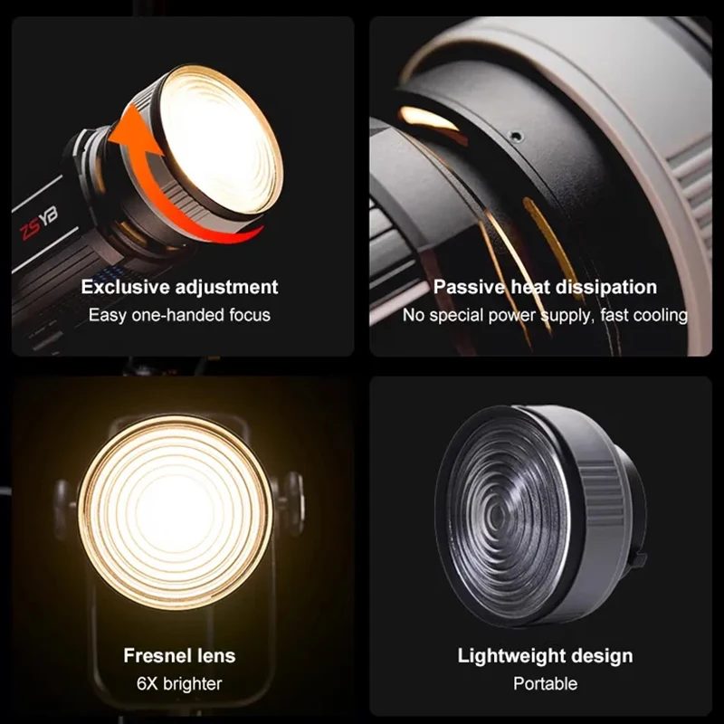 Fresnel Lens 15-55 Degree Adjustable Focus Adapter for Bowens Mount LED Studio Light, Photography Video Accessories - view 3