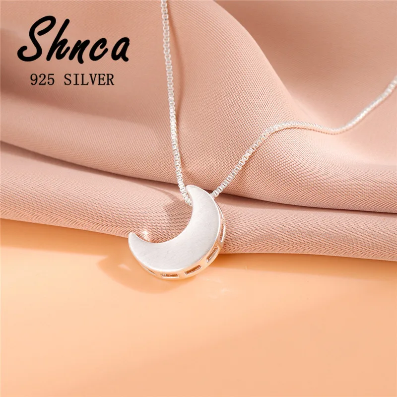 Simple Fashion 925 Sterling Silver Crescent Moon Choker Pendant Necklaces For Women Girl XN302