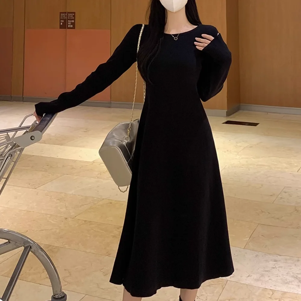 Outono inverno plus size redondo ne cintura cinched a linha camisola dr tamanho grande carne escondendo camada base de malha dr