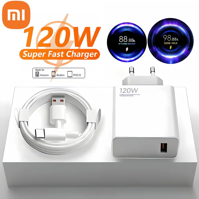 Xiaomi 120W Super Fast Charger Cable 10A Cable 67W Ultra Fast Charger USB3.0 Type C 120W MAX Fast Charging For iPhone Samsung