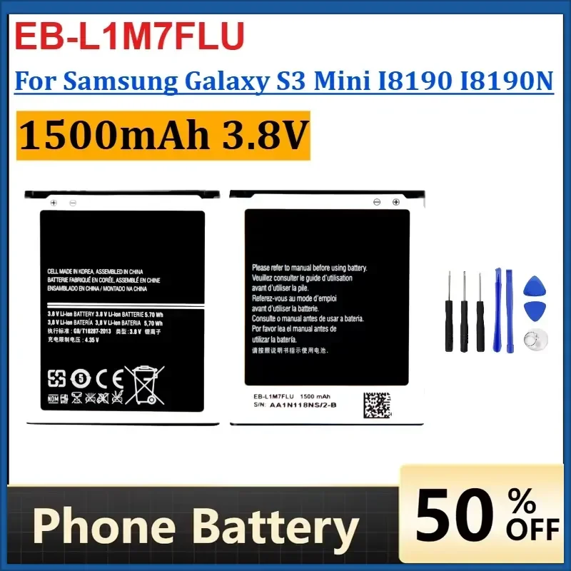 EB-L1M7FLU 1500mAh Battery for Samsung Galaxy S3 Mini I8190 I8190N Replacement Mobile Phone Battery