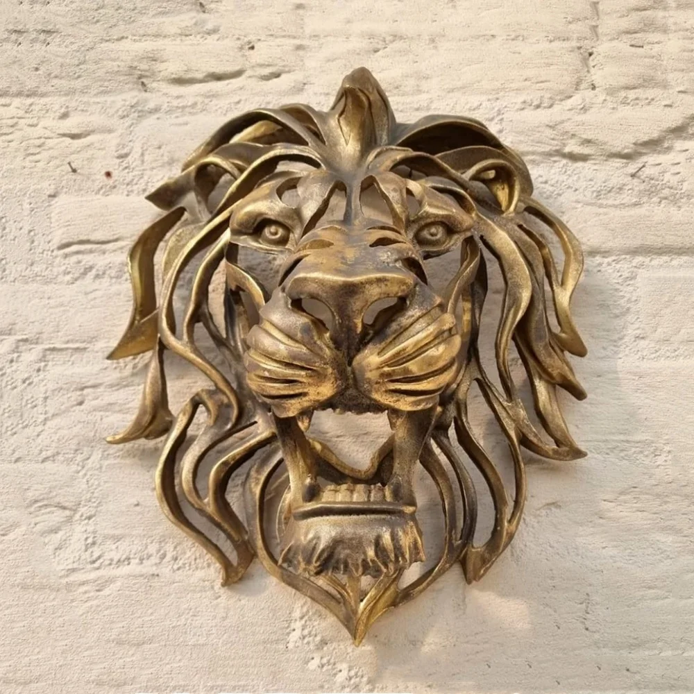 

Discover Big Lion's Head Wall Hanging Sculpture Art Crafts Resin Wall Animal Pendant Living Room Luxury High-class Home Decora