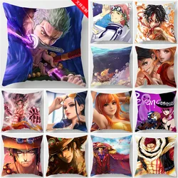 Monkey D Anime One Piece, 45cm Juste de coussin imprimée Luffy Roronoa Zoro Nami, taie d'oreiller pour salon, canapé, voiture