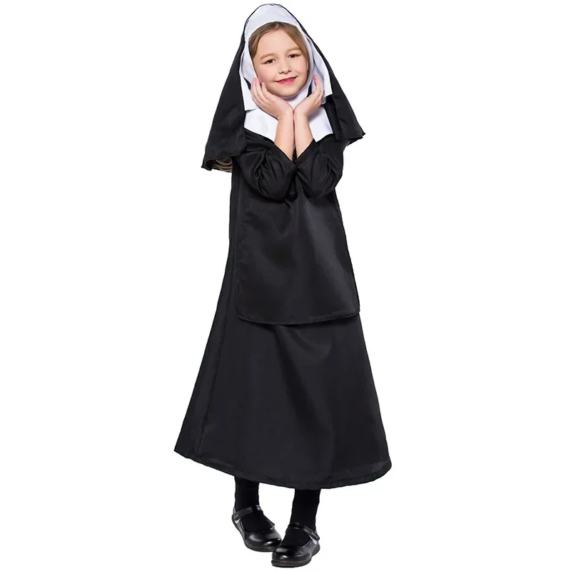 Jesus Missionary Costume Kids Boys Priest Christian Suits Nun Drama Clergyman Children Fancy Dress Carnival Cosplay Costumes