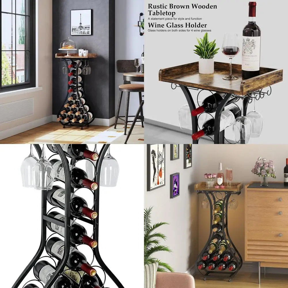 

Напольная винная полка — мини-барная стойка на 14 бутылок со стеклянным держателем для дома, кухни, гостиной