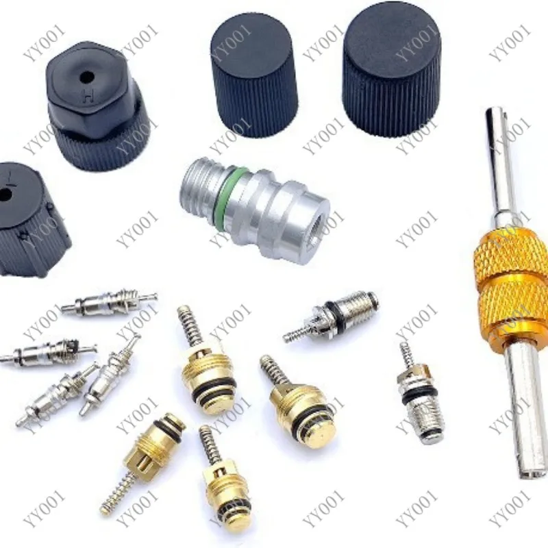 16PCS R134A Car AC High Low Pressure Plastic Caps Dust Covers & Valves Core Assortment Kit