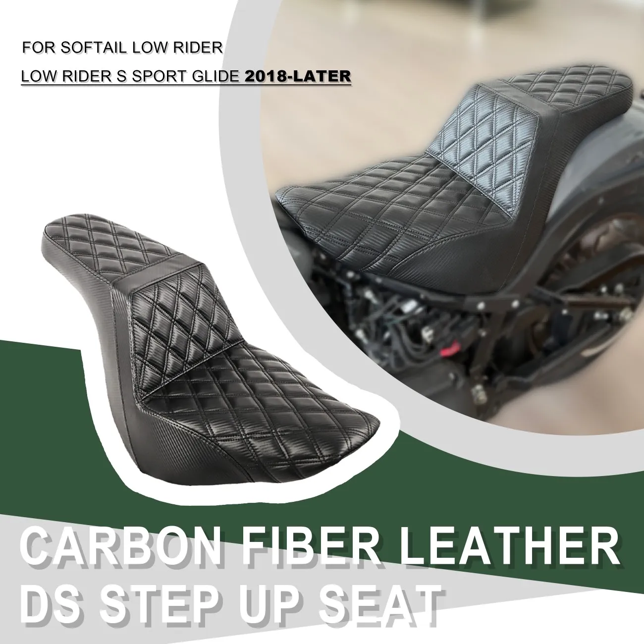 

Carbon Fiber Leather DS Step up Seat for Harley Softail Low Rider Low Rider S Sport Glide 2018-later Motorcycle Parts