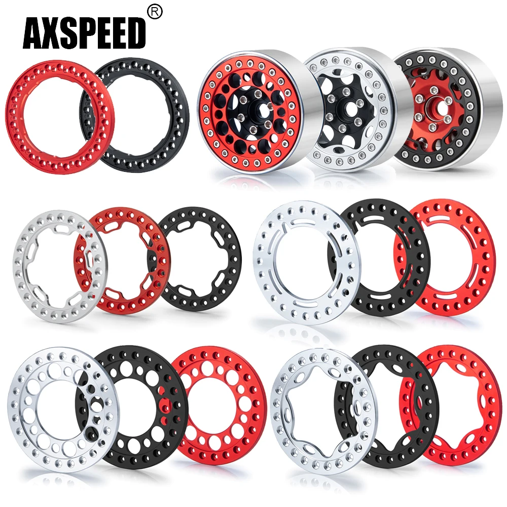 AXSPEED 4Pcs Aluminum Alloy Replacement Wheels Rings for Axial SCX10 Wraith TRX-4 1/10 RC Car 1.9 inch 2.2 inch Wheel Rims Parts