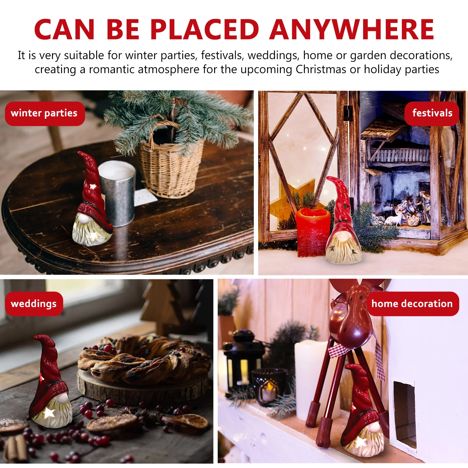 

1Pcs Ceramic Xmas Small Ornament Retro Luminous Decor Christmas Desktop Decoration Festive Party Craft Christmas Small Ornament