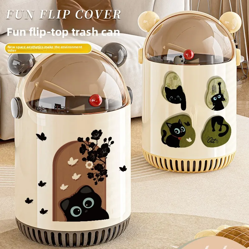 

Большая двухслойная мусорная корзина с откидной крышкой, гигиеничная, для дома и офиса, для уборки, для мелких предметов
