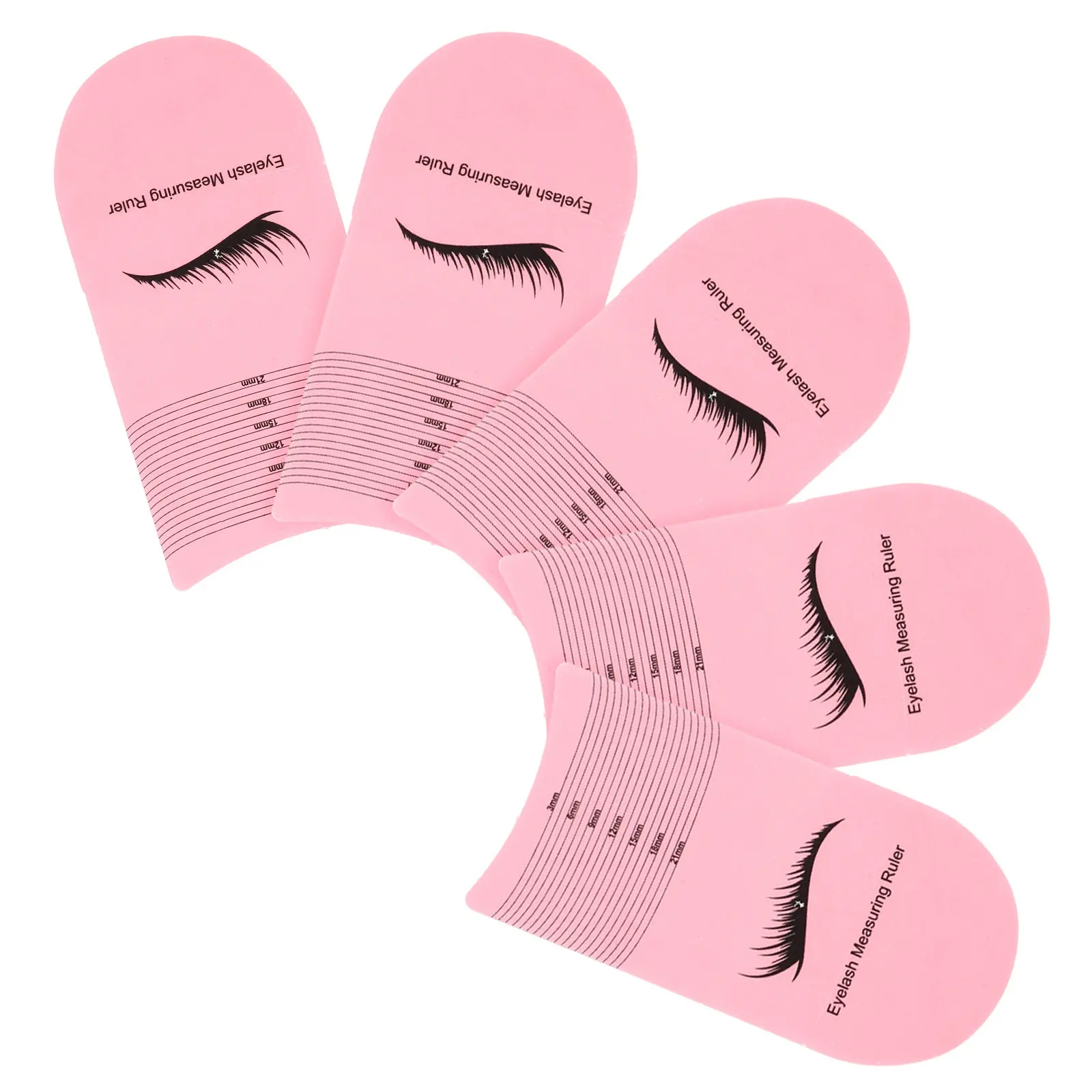 5Pcs Eyelash Measuring Rulers Plastic Lash Length Ruler for Accurate Lash Placement Curling Degree Measuring Tool