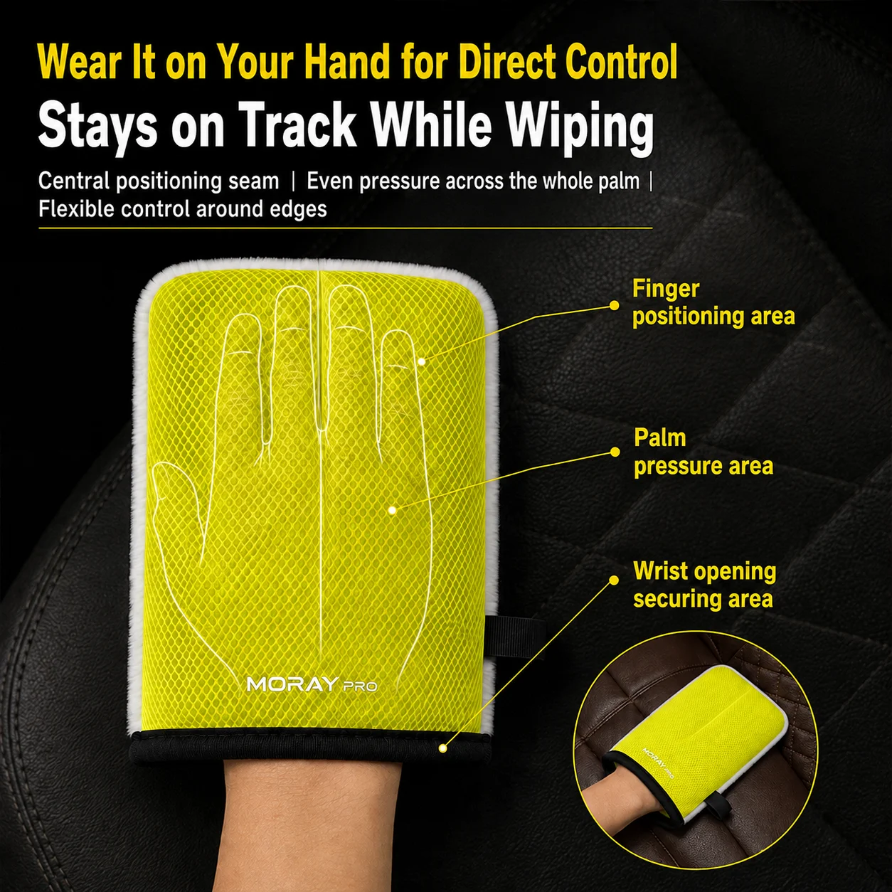 MORAY gloves double-sided gloves for car interior cleaning, soft and non damaging to the leather surface, suitable for cleaning