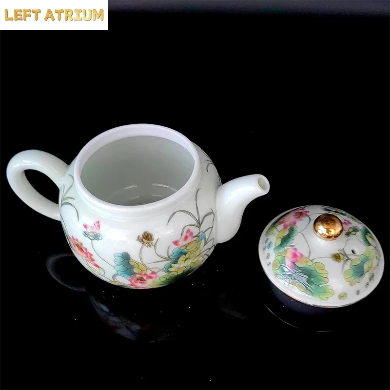 Vintage Jingdezhen Chinese Porcelain Teapot with Strainer for Tea Ceremony Te Guan Yin Oolong Green Tea Traditional Handmade