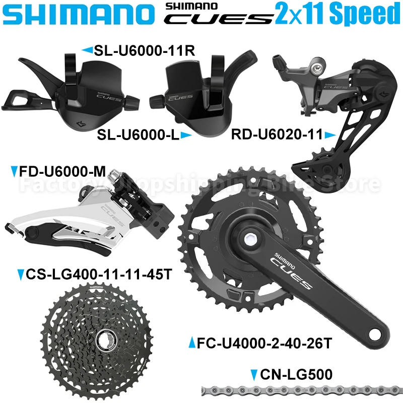 SHIMANO CUES U6000 2X11 Speed Derailleur Groupset 170mm 40-26T Crankset LG400 11-45T Cassette LG500 Chain Original Parts