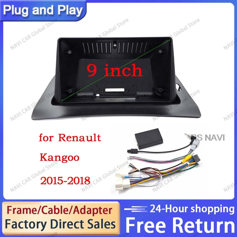 NAVI For Renault kangoo 2015 2016 - 2018 Cable Wires Board Control CANBUS Work Stereo Panel Dash Installation No DVD Frame 2din