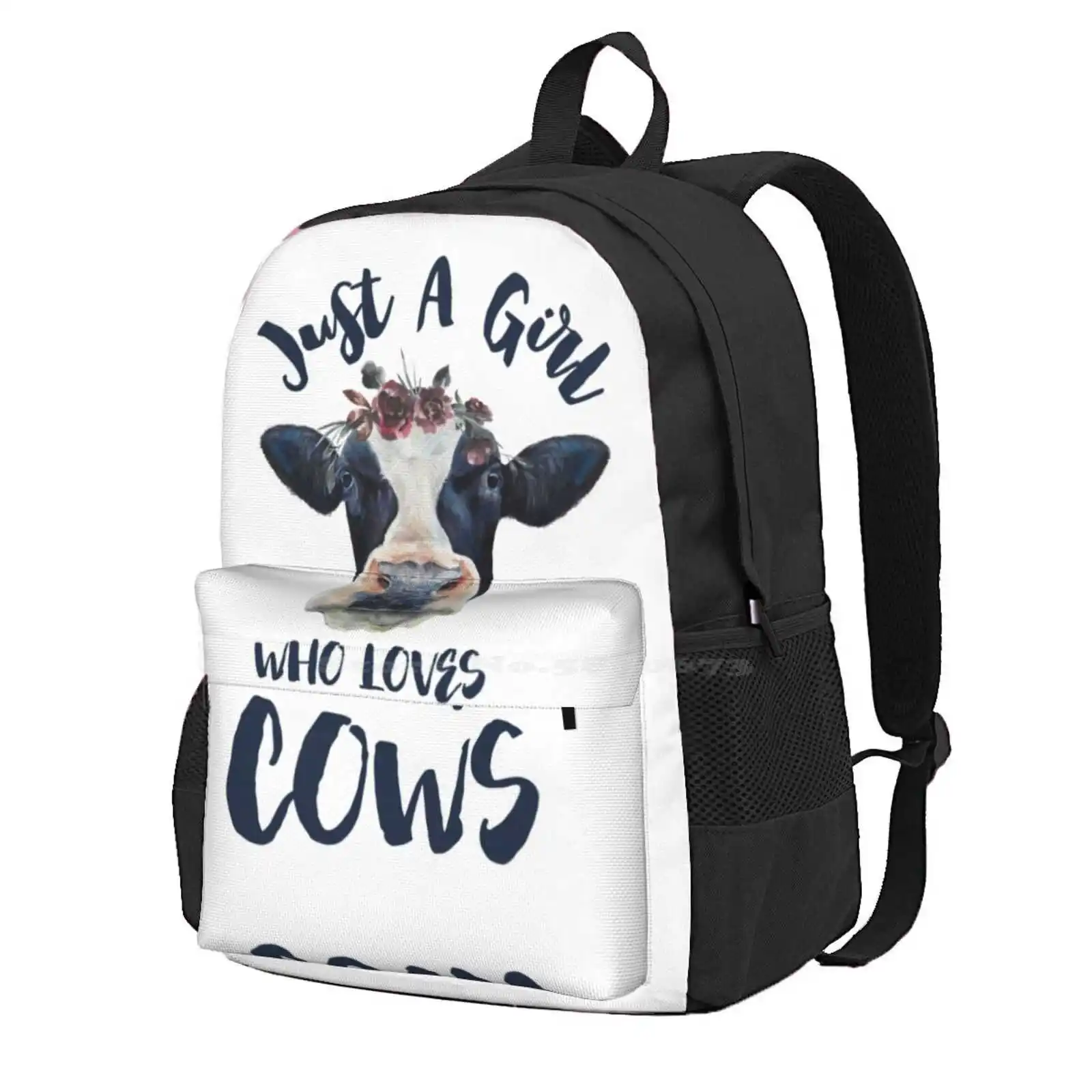 Animal Lovers Funny Gifts - Just A Girl Who Loves Cows Hot Sale Schoolbag Backpack Fashion Bags Watercolor Cow Cow Watercolor